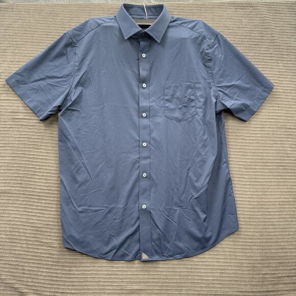 UNTUCKit Other - 2025 UNTUCKit Shirt Men Large Navy Nylon Short Sleeve Button Up Stretch Casual.